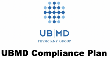 Photo of UBMD logo with the words "UBMD Compliance Plan" written underneath. 